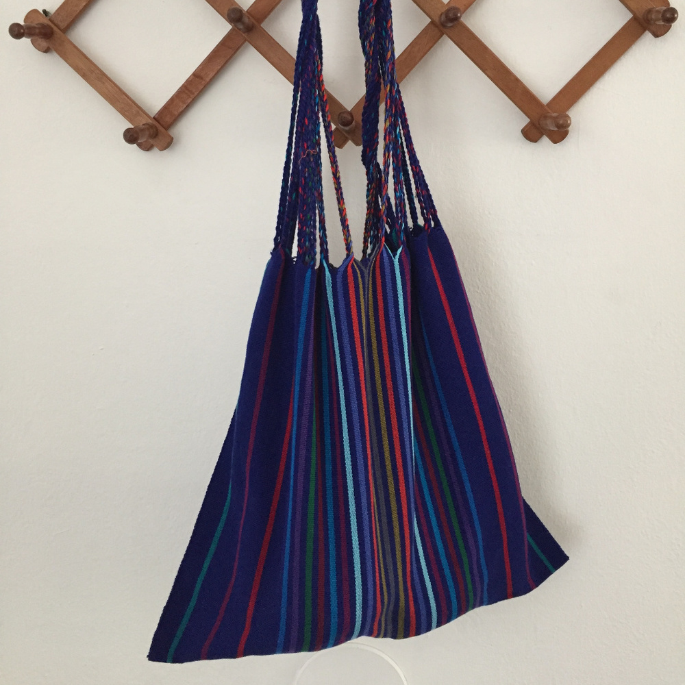 Mexican Striped Woven Tote Bag Women's Handmade